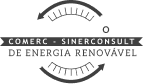 Selo Comerc Sinerconsult de Energia Renovável com duas setas representando ciclos em linhas finas preto e branco
