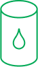 Ícone representando tubo de óleo com gota no centro em linhas finas verdes