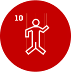 10 - Ícone de pessoa caindo em linhas finas brancas com fundo vermelho